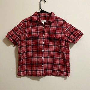 Christopher & Banks Plaid Short Sleeve Button UpTop
